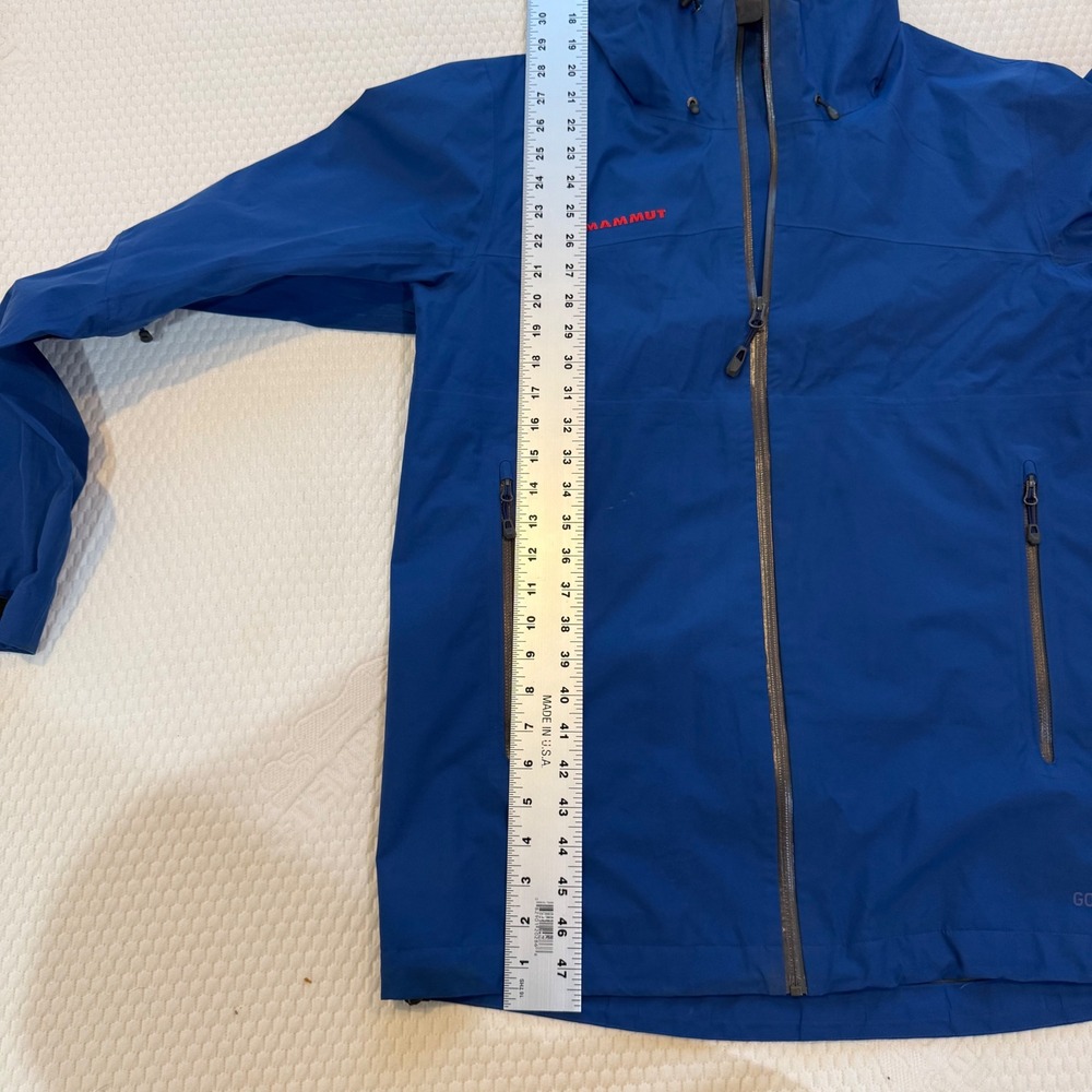 Mammut Gore-Tex Hardshell Rain Jacket Mens Large Blue Waterproof Hooded Full Zip - Picture 7 of 7